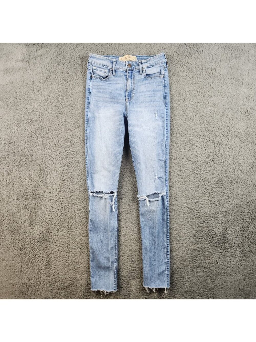Hollister High Rise Super Skinny Jeans Women's 3 Ripped Knee‎ Stretch Soft Denim